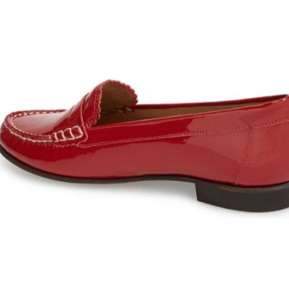 Jack Rogers Quinn Red Patent Leather Penny Loafers Size 7 Scallop Trim - Picture 15 of 15